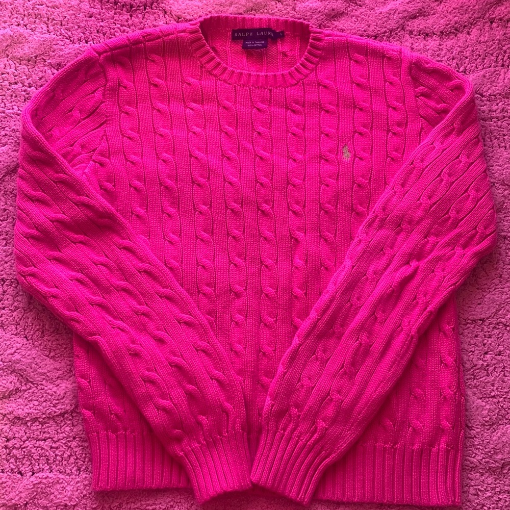 Cable-Knit Cotton Crewneck Sweater